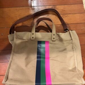 Bagging Rights:

Stylish Tan Tote Bag with Multicolor Stripe